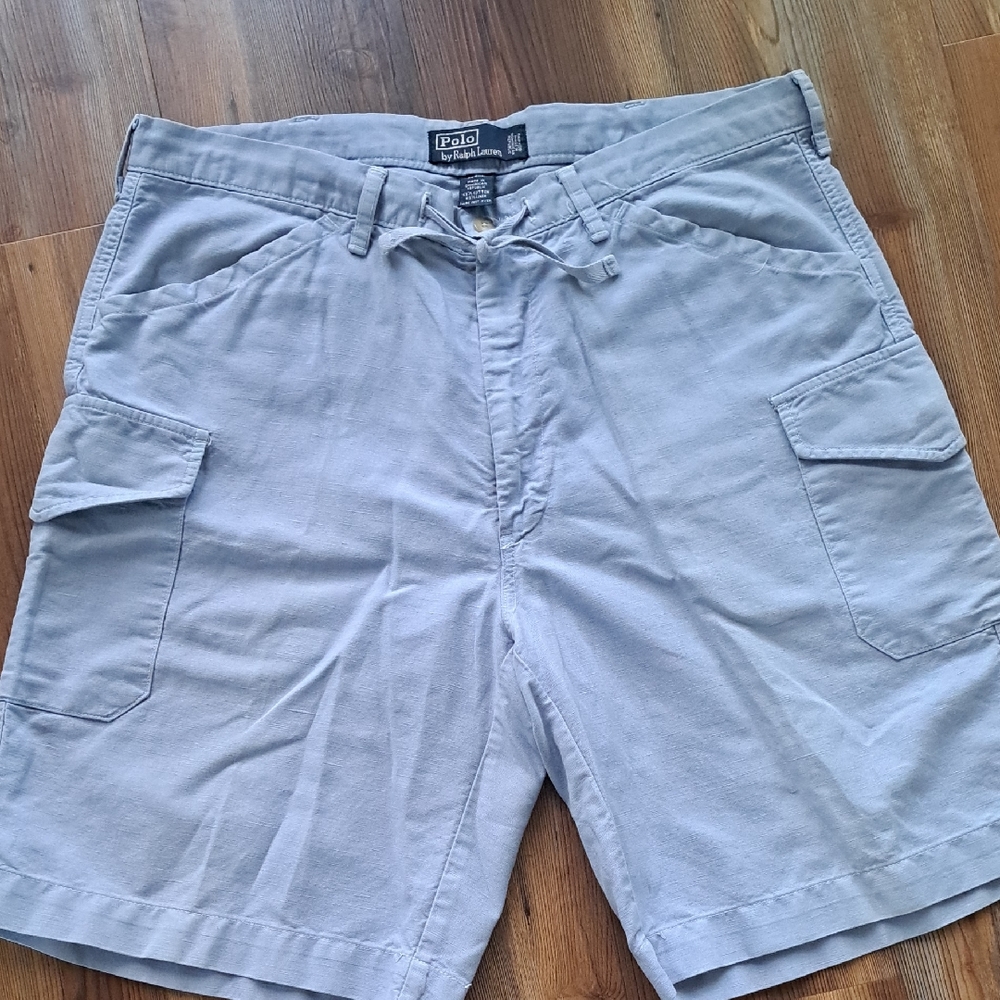 Polo by Ralph Lauren Light Gray/blue Cargo Shorts for Men. Cotton/linen. Sz. 36